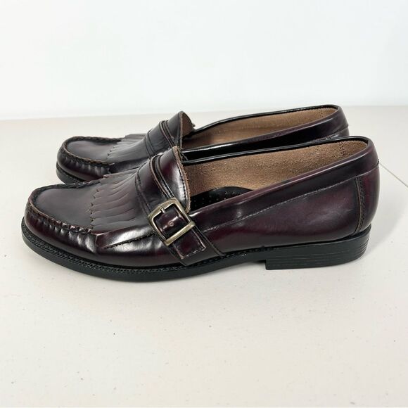 Bass Parker Leather Slip On Loafer Burgundy With Buckle 0293601 9.5 - Picture 5 of 12